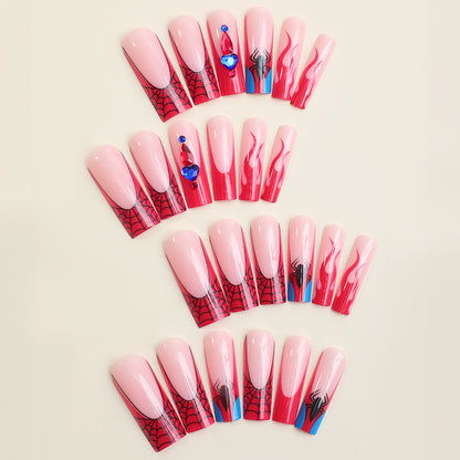 Artistic Press-On Nail Set with Spider-Man Theme Acalora