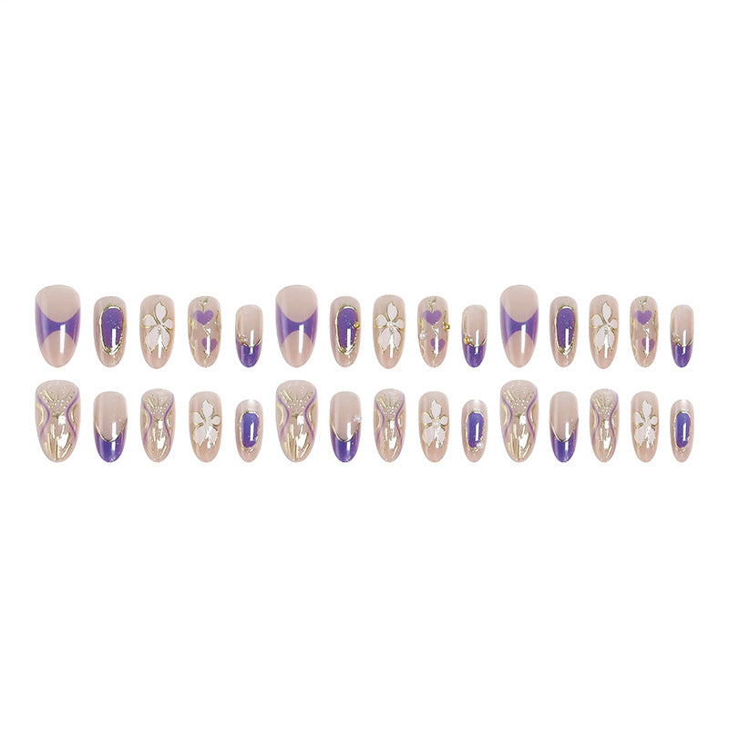 Artificial nail set with elegant flower and glitter details Acalora