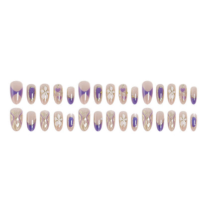 Artificial nail set with elegant flower and glitter details Acalora