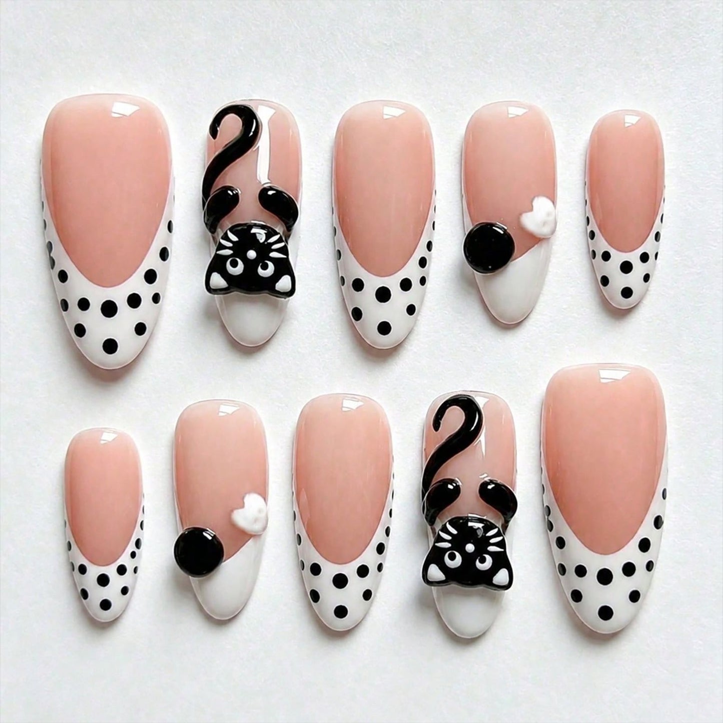 Artistic Themed Cat Design Press-On Nails Acalora