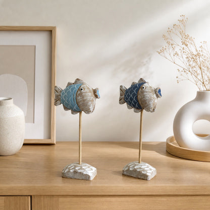 Coastal fish statue accent