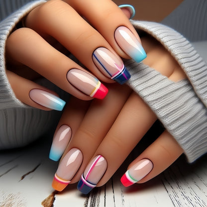 Artificial Nail Set in Modern Gradient Design Acalora
