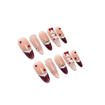 Artificial Christmas art nails with festive design Acalora