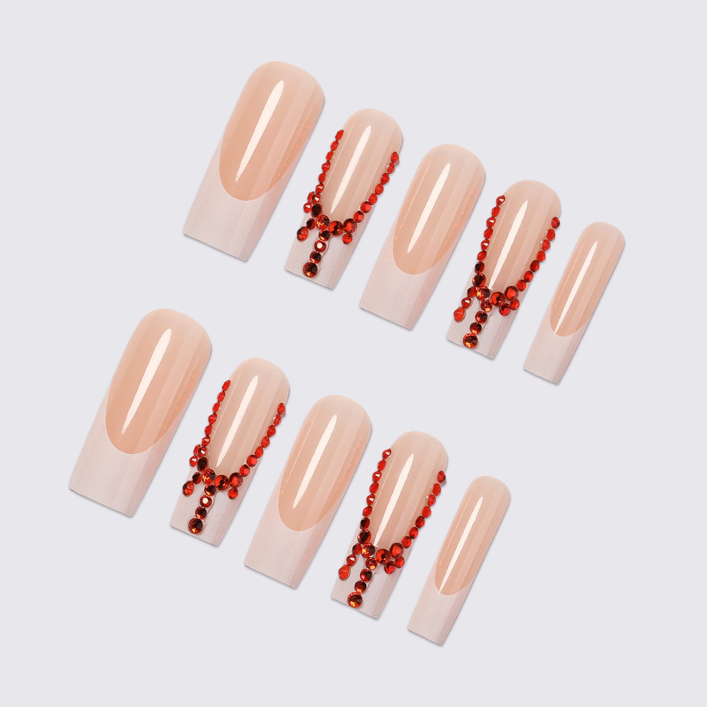 Decorative Press-On Nails with Gem Accents Acalora