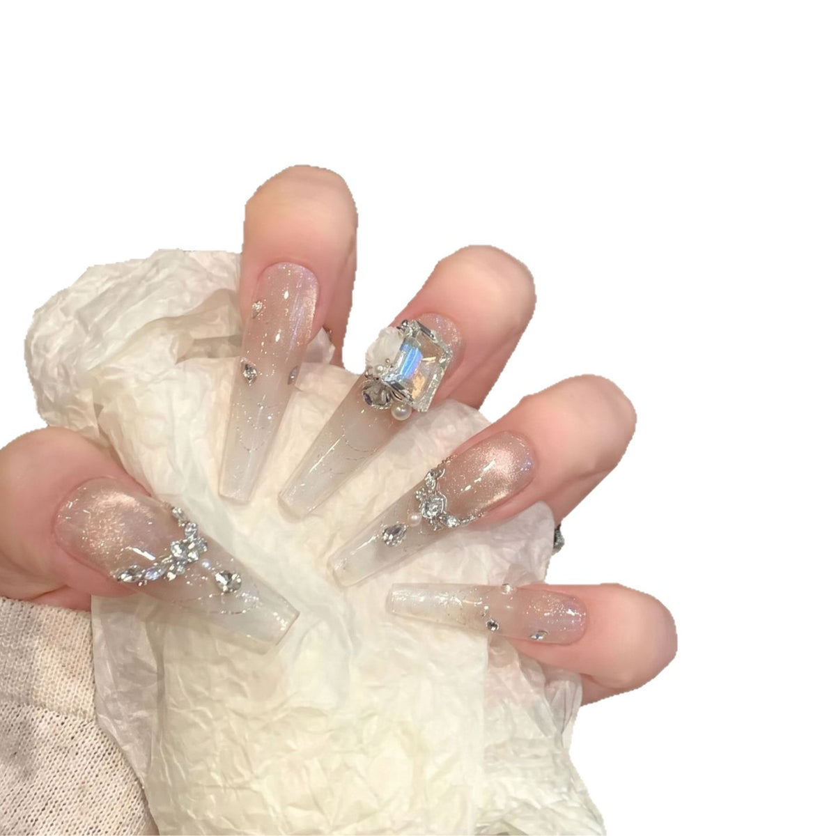 Elegant Rhinestone-Embellished Press-On Nail Set Acalora