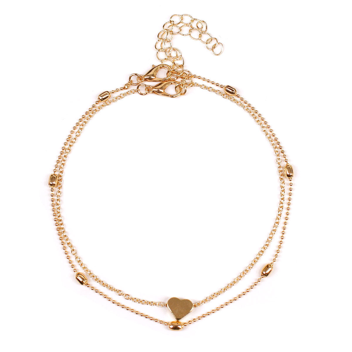Double Layered Heart Charm Necklace Acalora