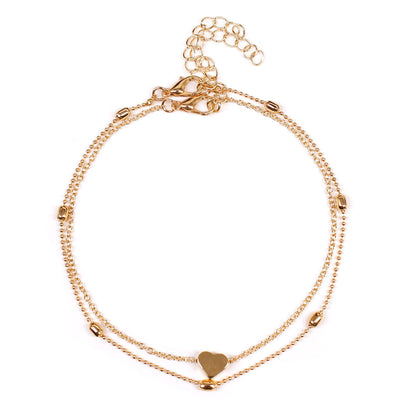 Double Layered Heart Charm Necklace Acalora