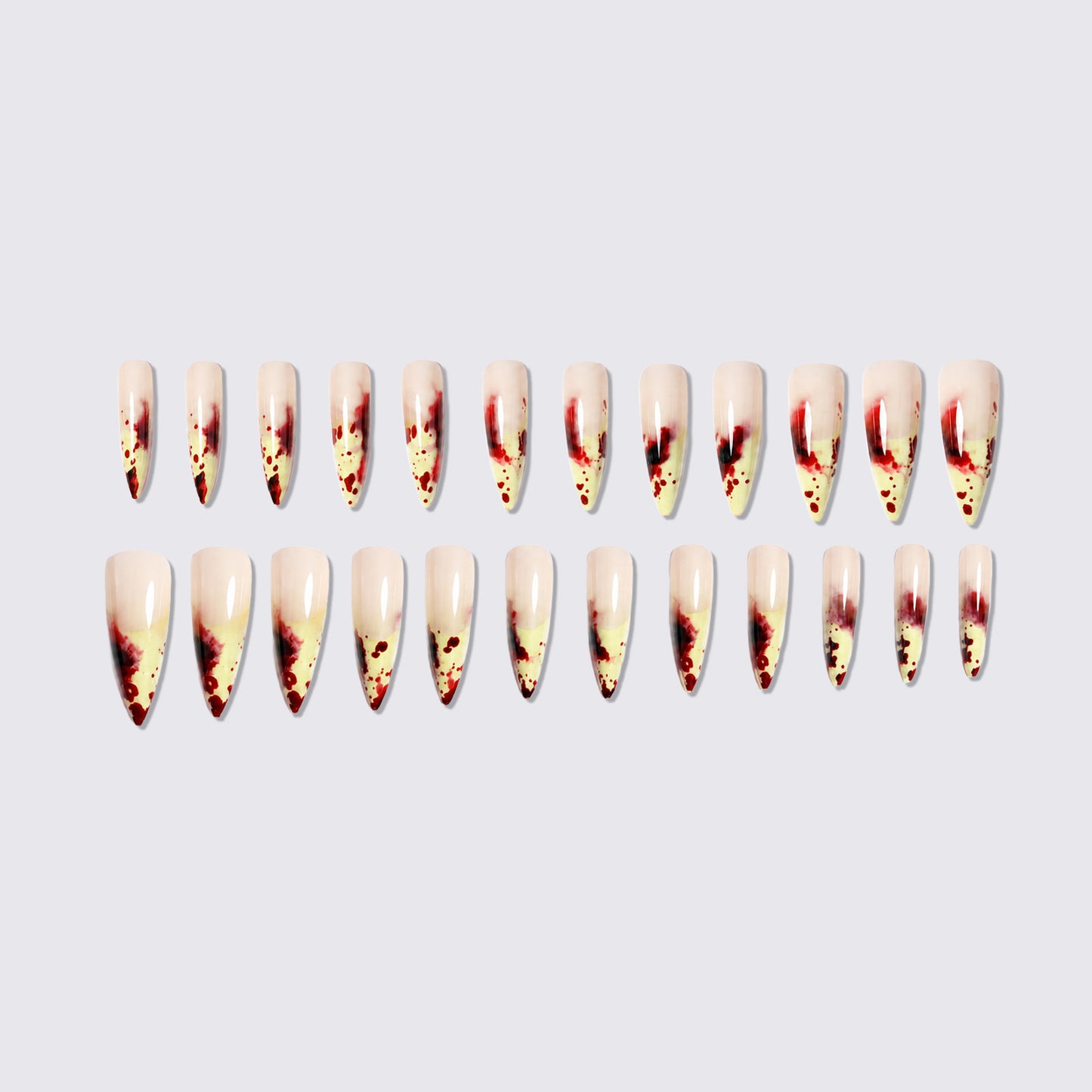 Artistic Stiletto Press-On Nail Set with Dripping Design Acalora