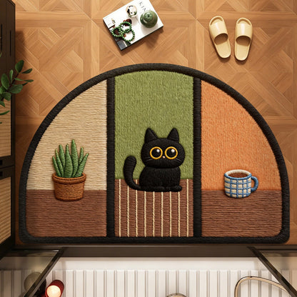 Cute Cat-Themed Half-Moon Area Rug