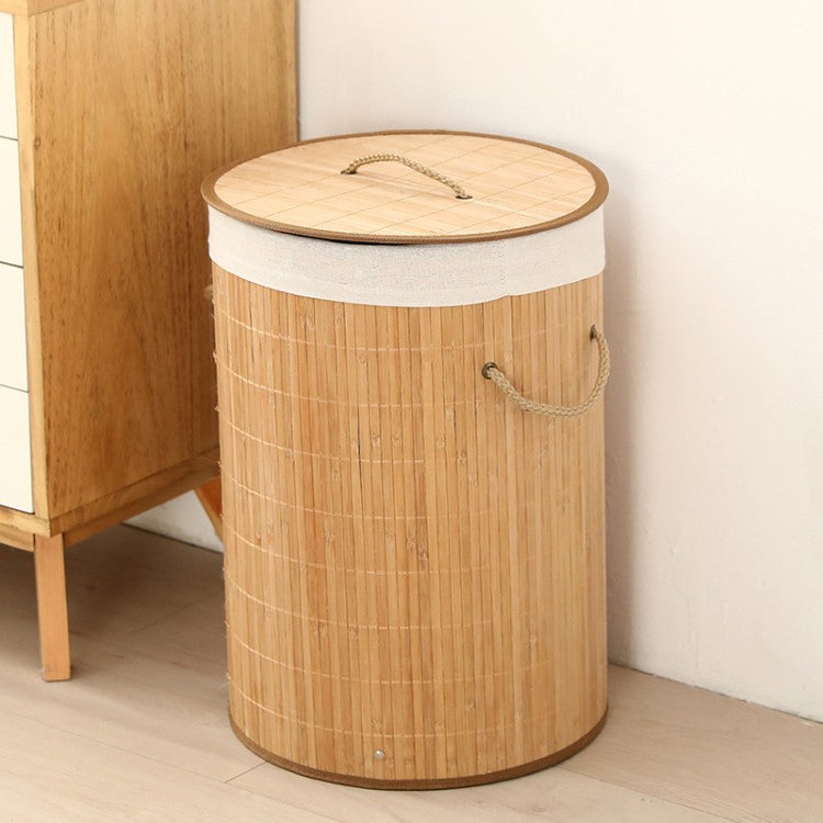 Elegant Laundry Basket Made of Bamboo with Practical Lid Acalora