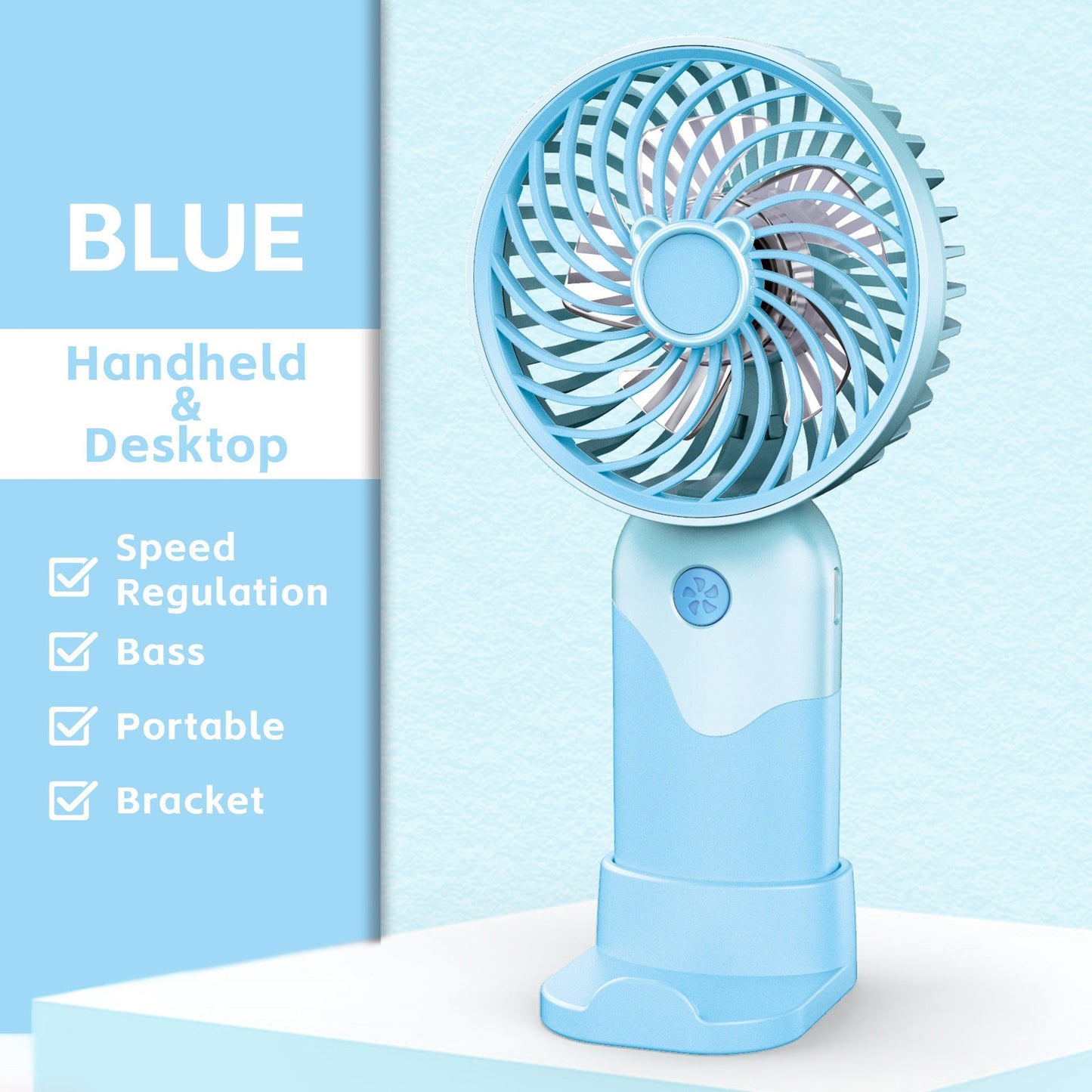 Ladies' Portable Handheld Fan with Height-Adjustable Stand Karnz