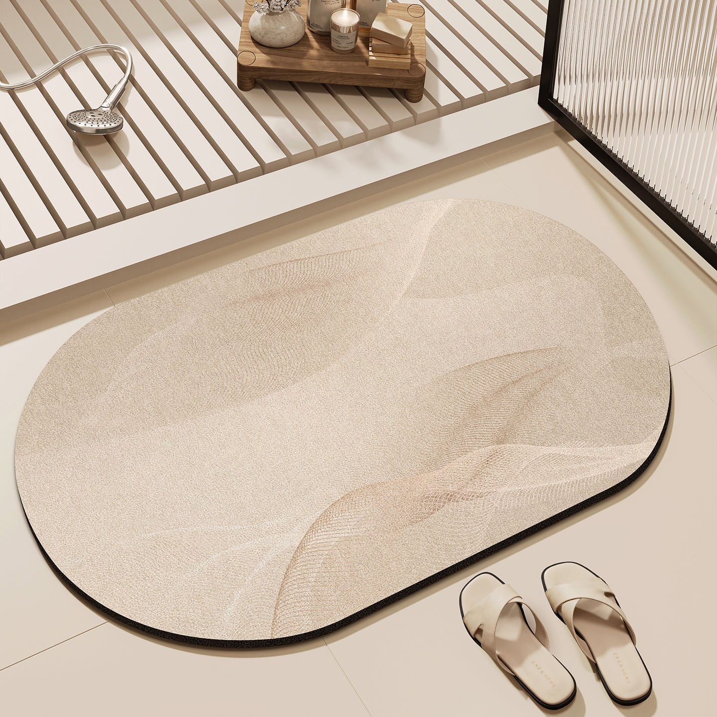 Elegant Oval Bathroom Mat