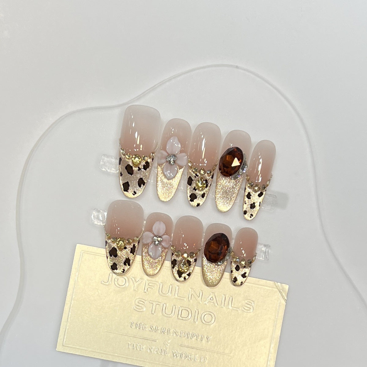 Elegant Stiletto Press-On Nail Set with Decorative Accents Acalora