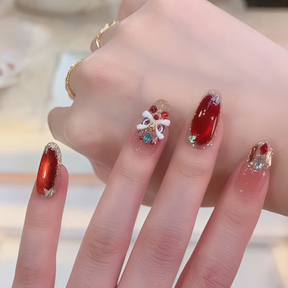 Elegant artificial nails with festive decor Acalora