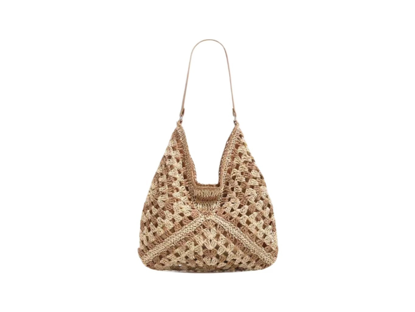 Handbag with artistic macrame design and flexible carrying comfort Skanto