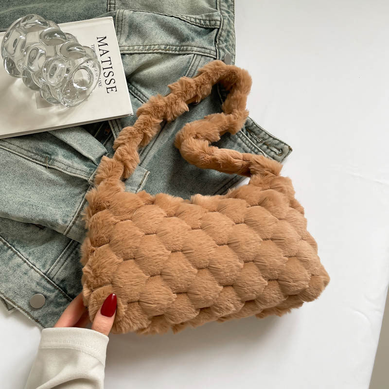 Cozy Textured Plush Handbag Acalora