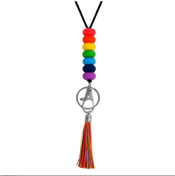 Colorful Beaded Keychain Lanyard with Tassel Acalora