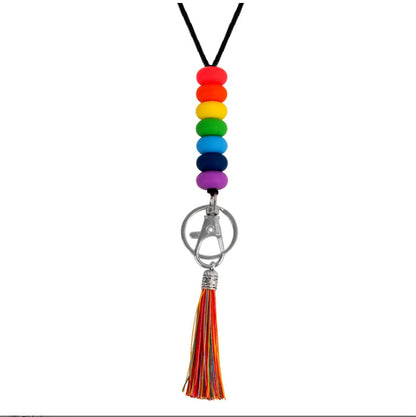 Colorful Beaded Keychain Lanyard with Tassel Acalora