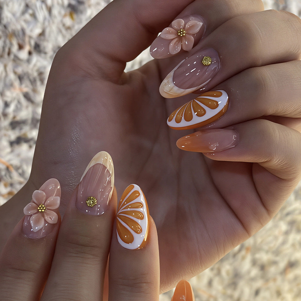 Artistic Floral Press-On Nail Tips Set Acalora