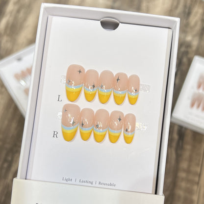 Stylish Press-On Nail Set with Unique Colorful Design Acalora