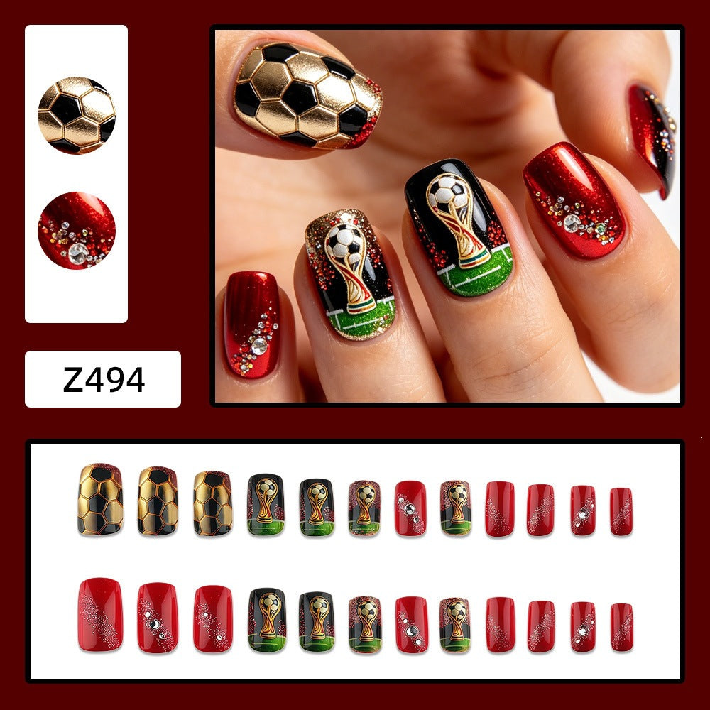 Sports-themed design artificial nails Acalora