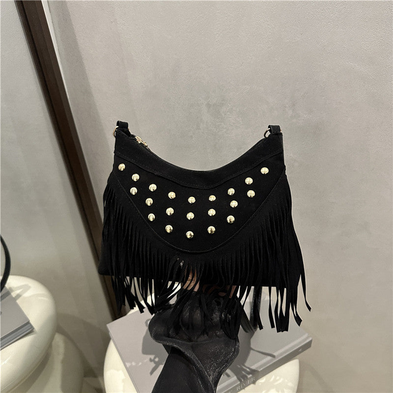 Bohemian Fringe Detail Crossbody Bag Acalora