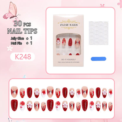 Luxury designed artificial nails with flower accents Acalora