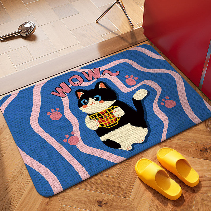 Playful Cat-Themed Bath Mat