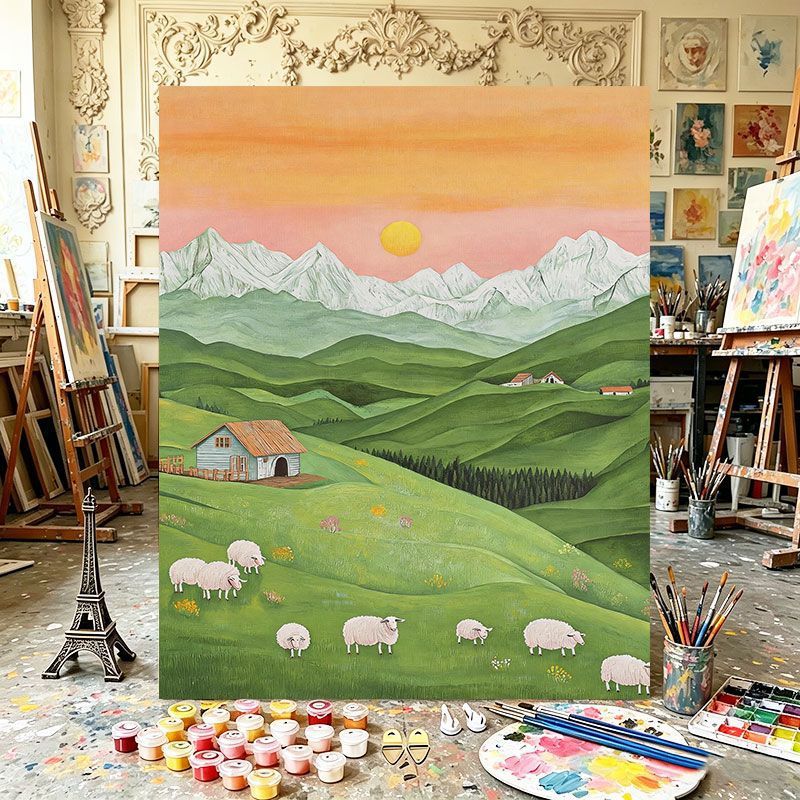 Scenic Mountain Landscape Canvas Art Print