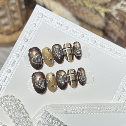 Artistic Stiletto Press-On Nail Set with Luxury Decorative Accents Acalora
