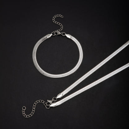 Elegant Herringbone Chain Jewelry Set Acalora