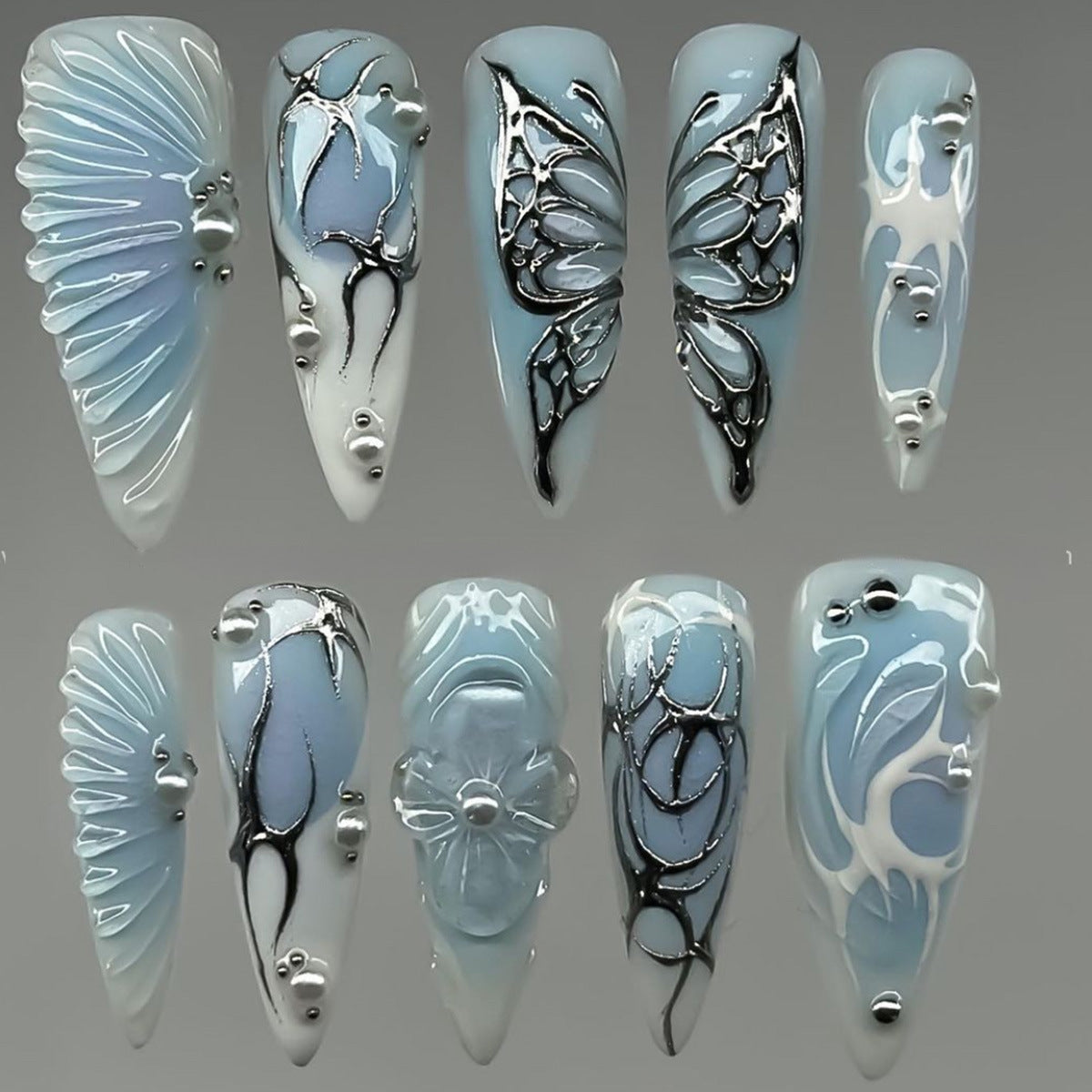 Artistic 3D Acrylic Nail Design Acalora