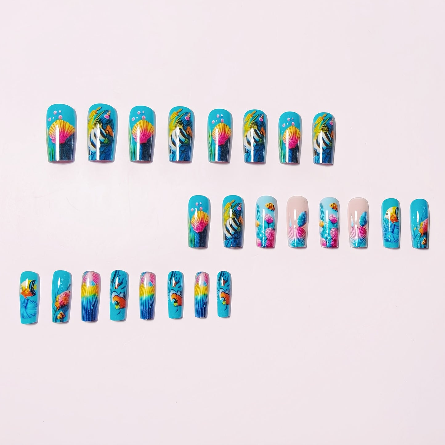 Underwater-Themed Extravagant Nail Art Acalora