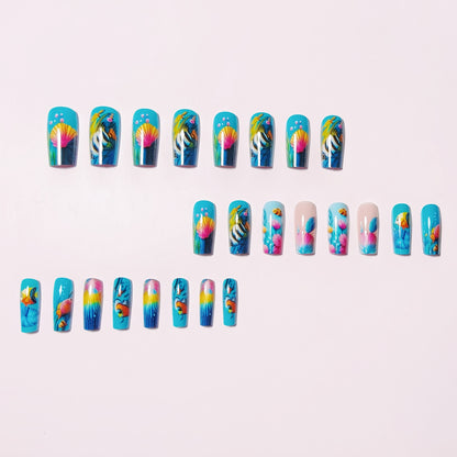 Underwater-Themed Extravagant Nail Art Acalora