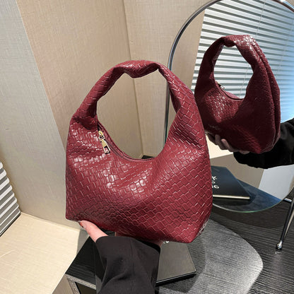 Textured Faux Leather Hobo Bag Acalora