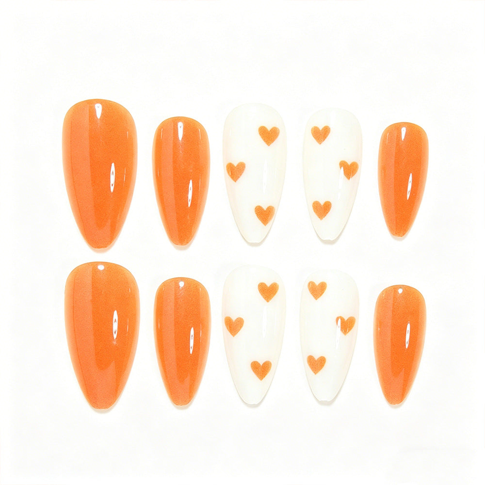 Stylish Heart-Embellished Press-On Nail Art Acalora