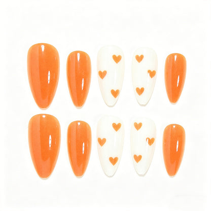 Stylish Heart-Embellished Press-On Nail Art Acalora