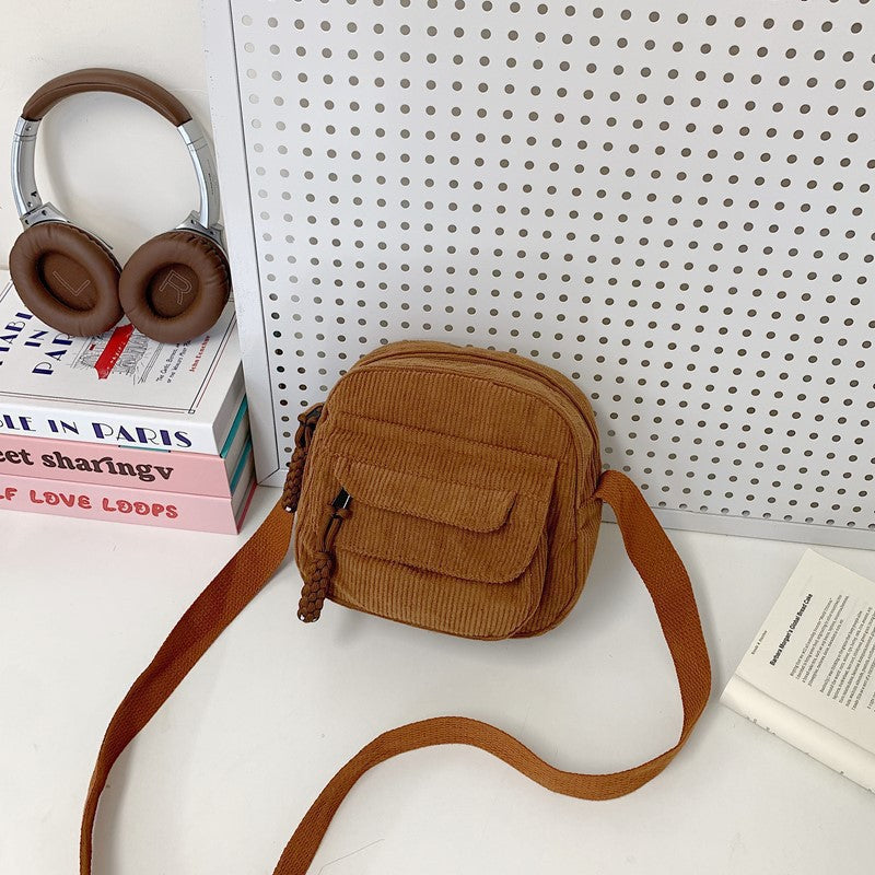 Compact Corduroy Crossbody Bag Acalora