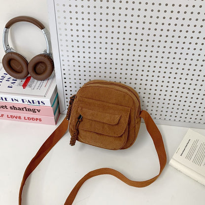 Compact Corduroy Crossbody Bag Acalora