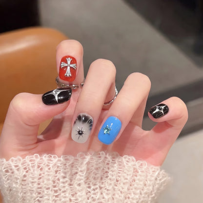 Artisanal Press-On Nail Set with Decorative Details Acalora