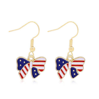Women's lightweight star earrings with enamel flag design and fishhook Kalsten