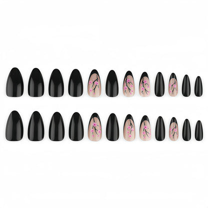 Trendy Artificial Nails with Floral Accents Acalora