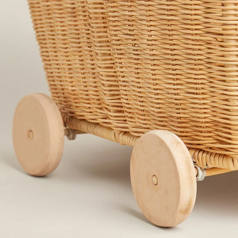 Rolling Woven Storage Cart Acalora