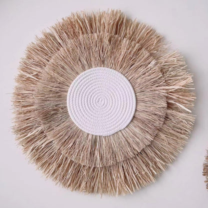 Decorative wall decoration with synthetic fiber and wooden beads Acalora