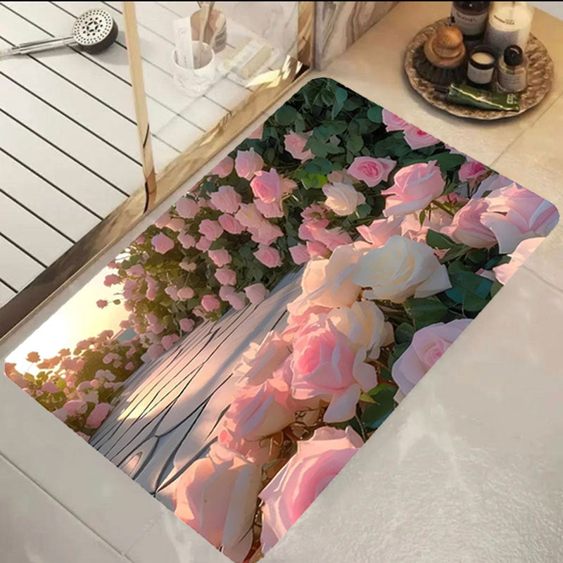 Floral Print Bath Mat