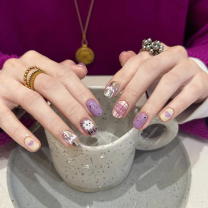 Playful Cartoon-Themed Press-On Nail Art Set Acalora