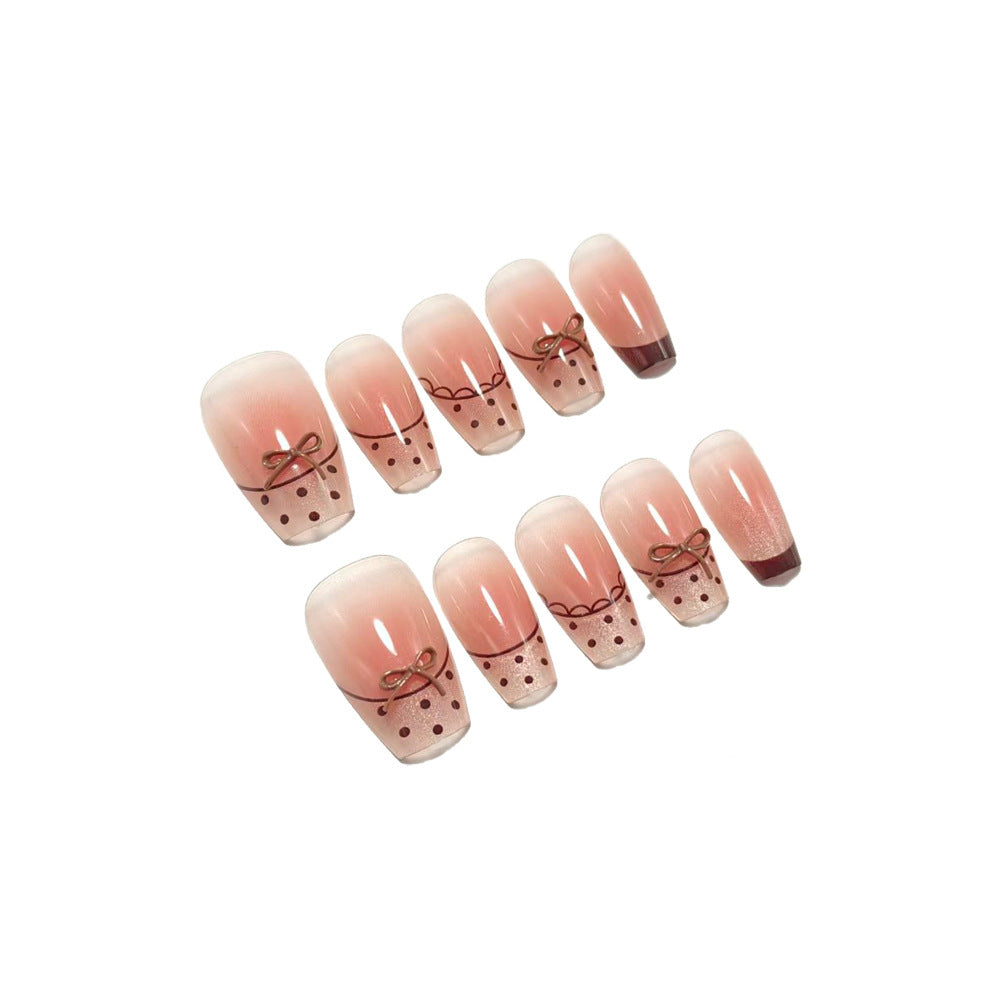 Acrylic Nail Set with Elegant Bow Design Acalora