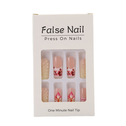 Artificial Nails Set with Elegant Floral Designs Acalora
