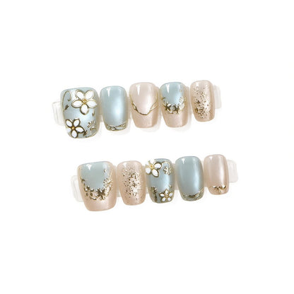 Elegant Floral Press-On Nail Art Set Acalora