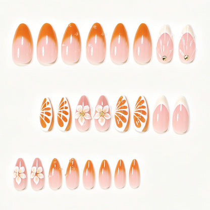 Artistic Floral Press-On Nail Tips Set Acalora